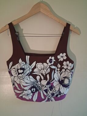 Express Brown & Purple Floral Scoop Tank